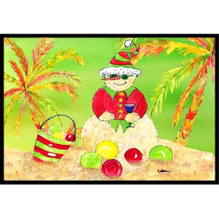 Carolines Treasures Carolines Treasures 8662MAT 18 x 27 in. Sandman Snowman Christmas At The Beach Indoor Or Outdoor Mat 8662MAT